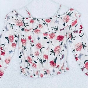 H&M Floral Cold Shoulder Blouse - Pink and Red